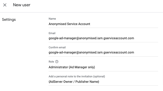 New service account user