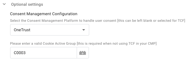 An example of setting the GTM tag to respond to essential cookie consent in Onetrust