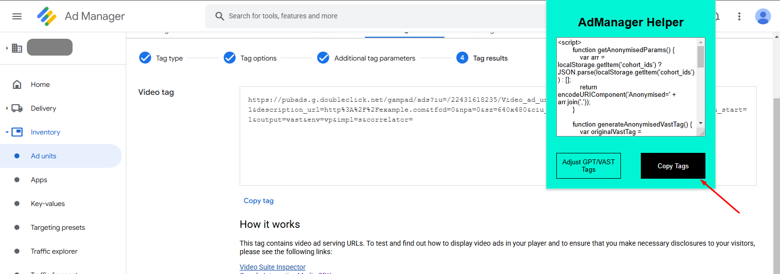 Click on Copy Tags to copy the modified tag
