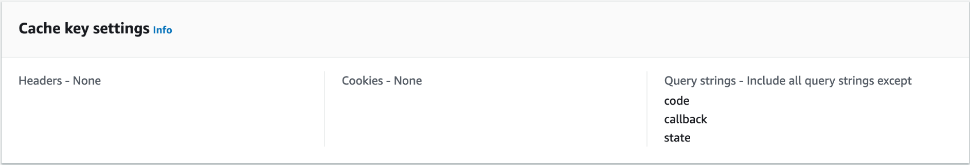 AWS CloudFront Cache key settings
