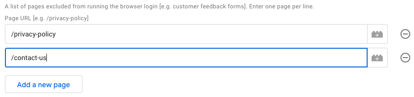 Example of excluded pages