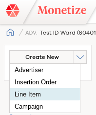 Create a new line item in Xandr Monetize